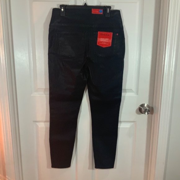 SPANX Alexia Black Wax Coated Slimming Denim Leggings Size XL - Picture 5 of 11